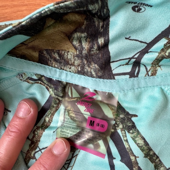 Camo Print Long Sleeve quarter zip. Mossy Oak sz M - Picture 3 of 5